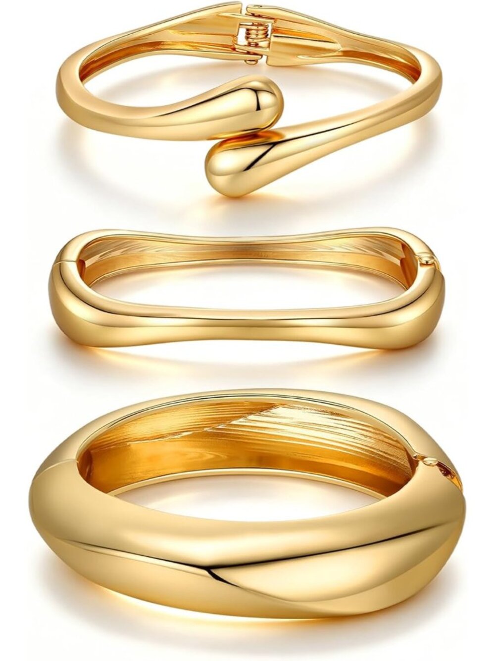 Chunky Gold Bangle Bracelets For Women Trendy 14k Gold Plated Cuff Bracelets Sta